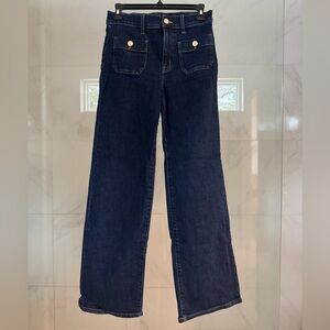 J Crew jeans, size 25. Slim wide leg sailor jean with button pockets